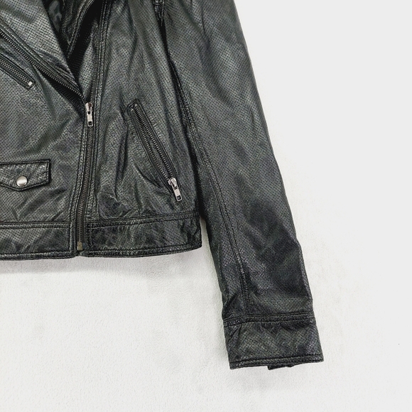 Truth and Pride Black Metal Casual Zip Pockets Moto Jacket P3207 - Picture 4 of 8